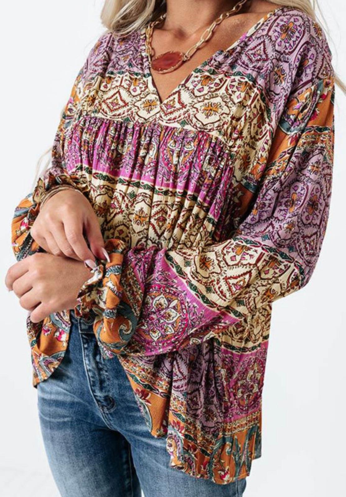 MULTICOLOR BOHO BLOUSE